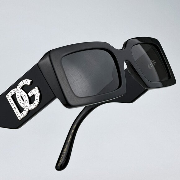 D&G DG4447B 335587 Sunglasses Black Dark Grey Rectangle Unisex main image 5